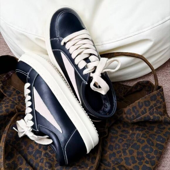 Rick Owens Black and White Leather Oxfords main image 5